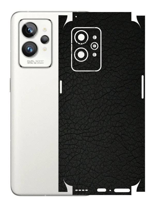 Realme GT2 Pro ile Uyumlu Deri Desenli Siyah Arka Kaplama - Image 1