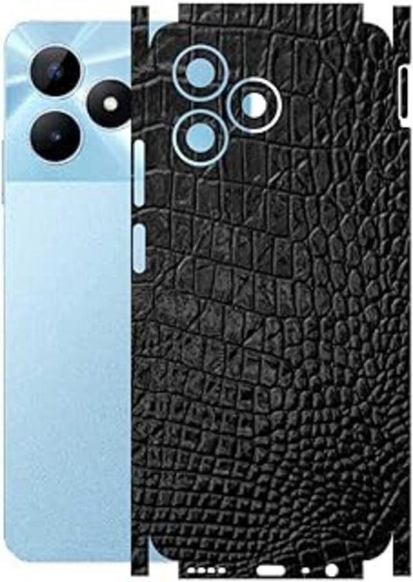 Realme Note 50 ile Uyumlu Deri Desenli Siyah Arka Kaplama - Image 1