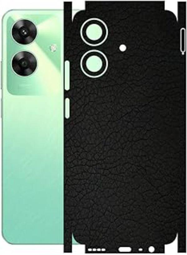 Realme Note 60 ile Uyumlu Deri Desenli Siyah Arka Kaplama - Image 1
