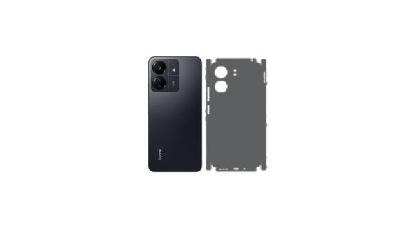Redmi 13C ile Uyumlu Deri Desenli Siyah Arka Kaplama - Image 1