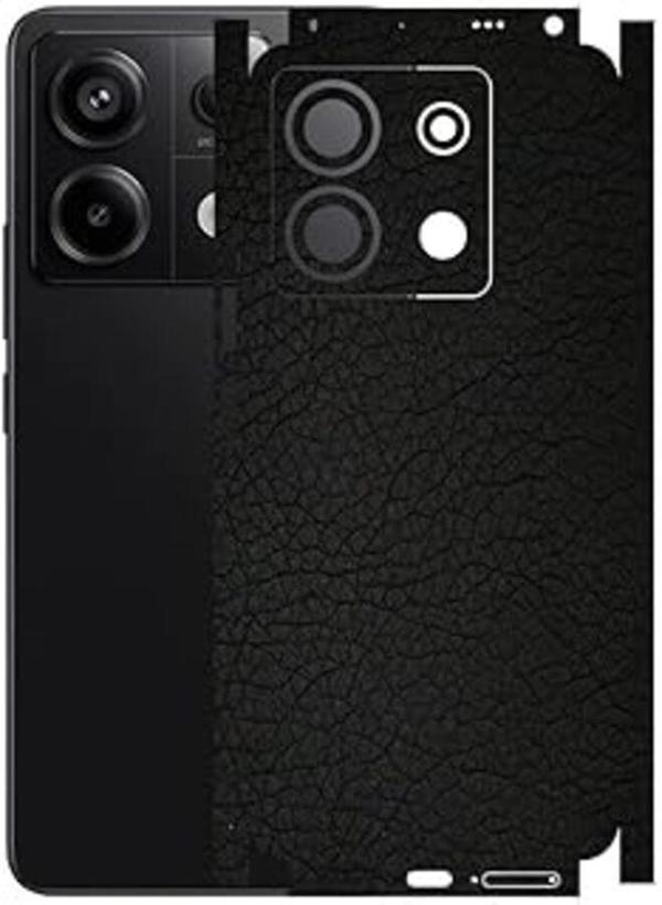 Redmi Note 13 Pro 5G ile Uyumlu Deri Desenli Siyah Arka Kaplama - Image 1