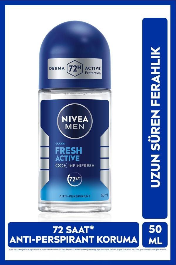 MEN Erkek Roll-on Deodorant Fresh Active 50ml, Terlemeye Karşı 72 Saat Anti-perspirant, Ferah His - Image 1
