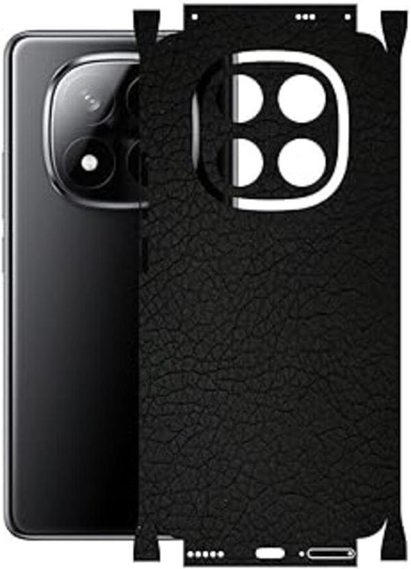 Redmi Note 14 Pro Plus ile Uyumlu Deri Desenli Siyah Arka Kaplama - Image 1