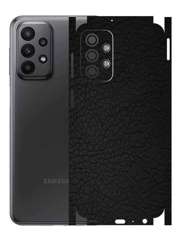 Samsung A23 ile Uyumlu Deri Desenli Siyah Arka Kaplama - Image 1