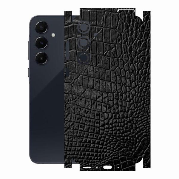 Samsung A55 ile Uyumlu Deri Desenli Siyah Arka Kaplama - Image 1