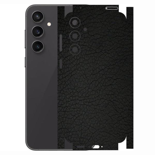 Samsung Galaxy S23 FE ile Uyumlu Deri Desenli Siyah Arka Kaplama - Image 1