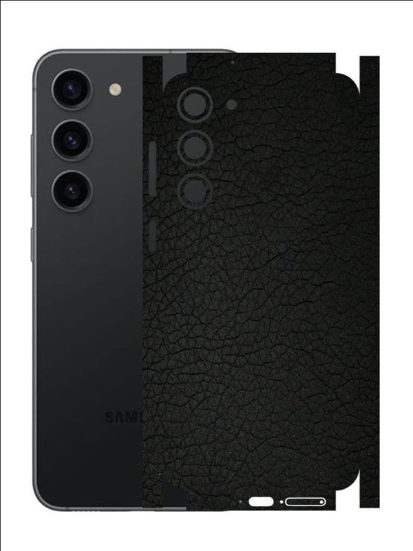 Samsung Galaxy S23 Plus ile Uyumlu Deri Desenli Siyah Arka Kaplama - Image 1
