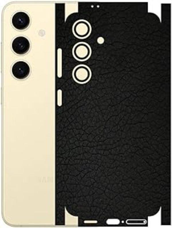 Samsung Galaxy S24+ ile Uyumlu Deri Desenli Siyah Arka Kaplama - Image 1
