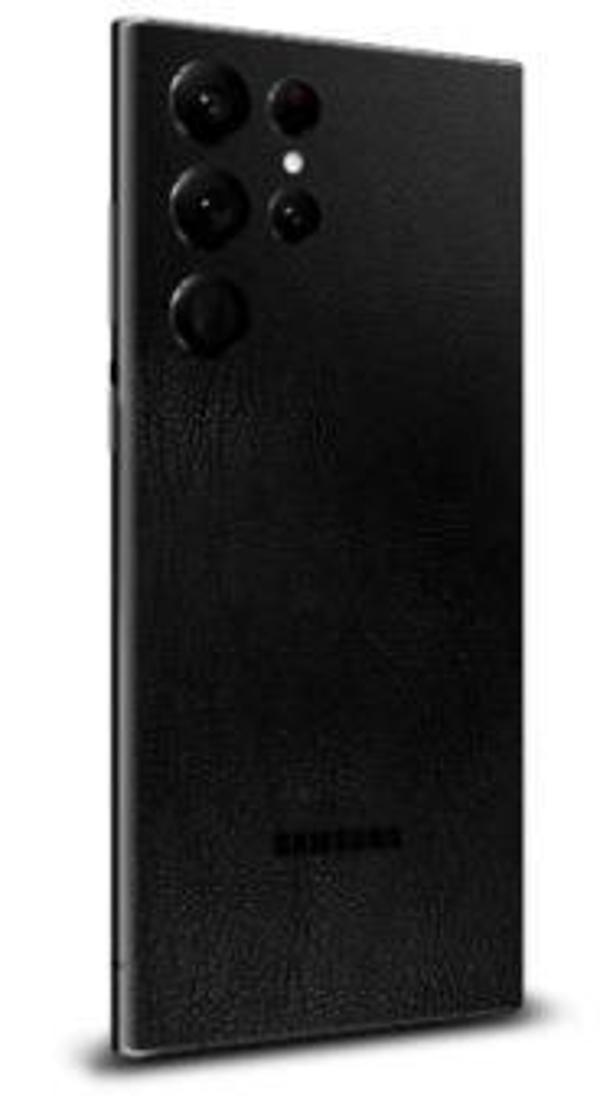 Samsung S23 Ultra ile Uyumlu Deri Siyah Desenli Arka Kaplama - Image 1