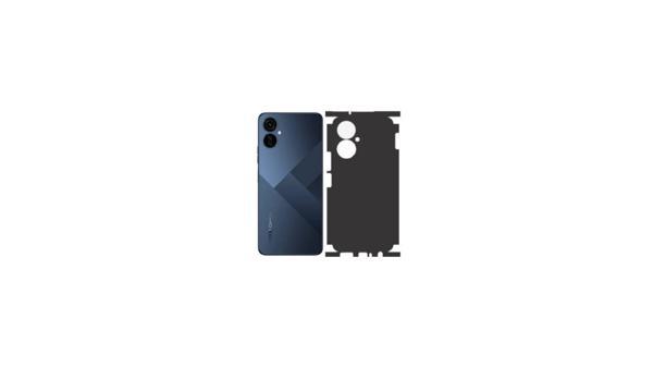 Tecno Camon 19 Neo ile Uyumlu Deri Desenli Siyah Arka Kaplama - Image 1