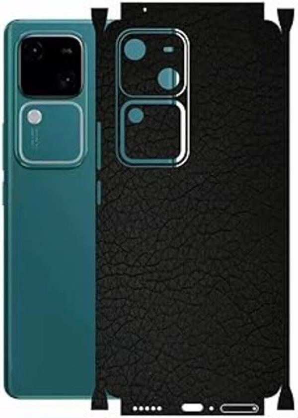 Vivo V30 5G ile Uyumlu Deri Desenli Siyah Arka Kaplama - Image 1