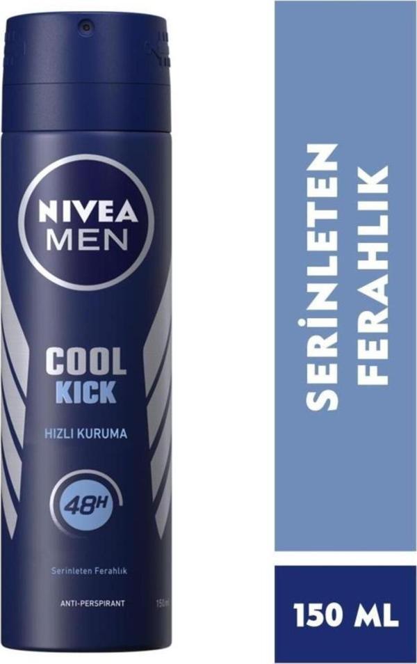 Men Erkek Sprey Deodorant Cool Kick 150ml, 48 Saat Anti-perspirant Koruma, Serinleten Ferahlık - Image 1