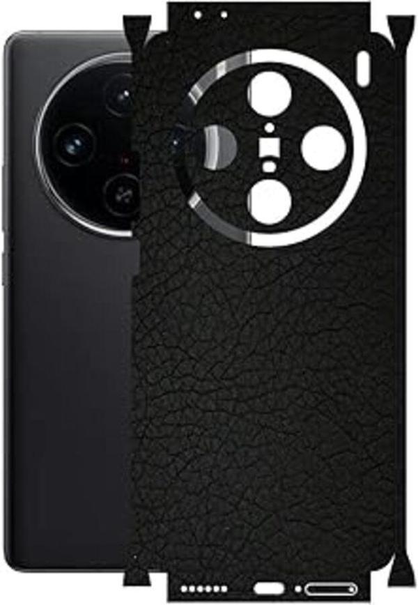 Vivo X100 Pro ile Uyumlu Deri Desenli Siyah Arka Kaplama - Image 1