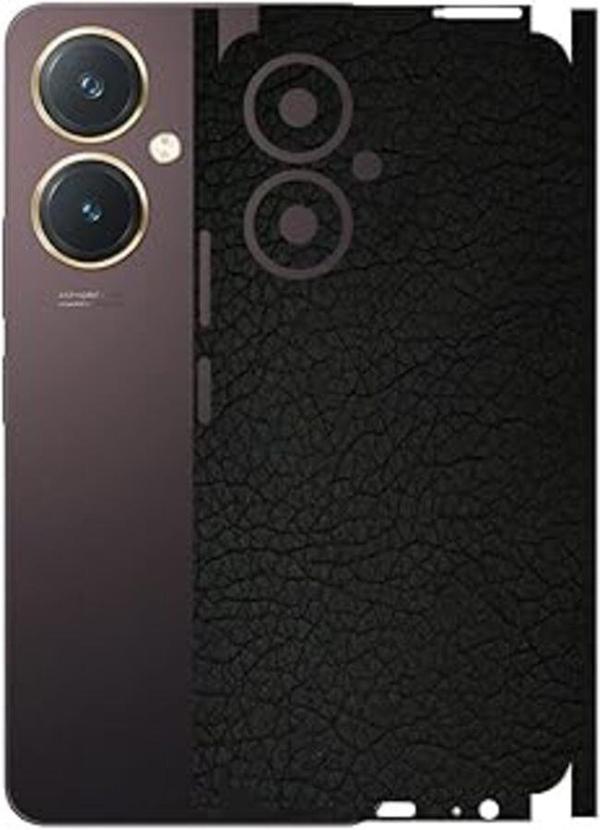 Vivo Y27 ile Uyumlu Deri Desenli Siyah Arka Kaplama - Image 1