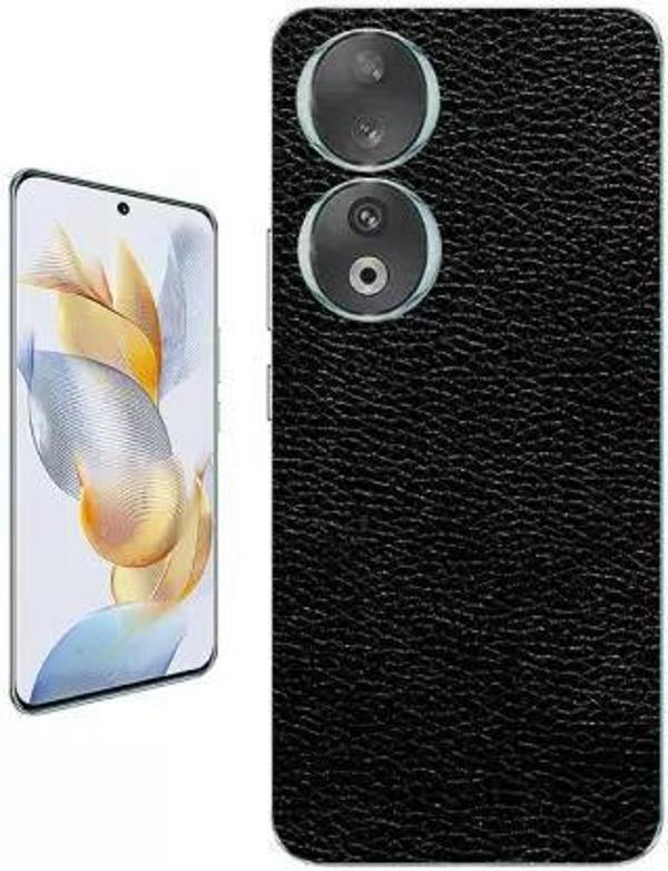 Honor 90 ile Uyumlu Deri Desenli Siyah Arka Kaplama - Image 1