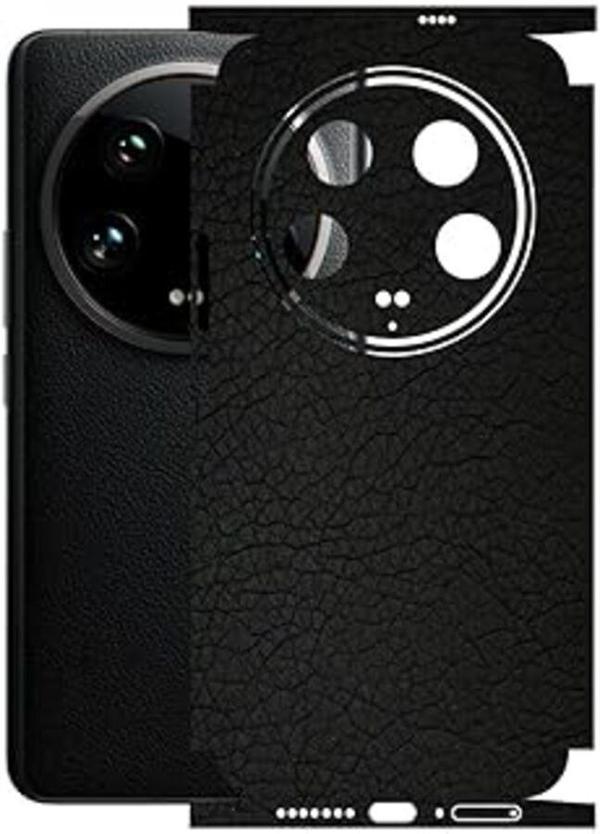 Xiaomi 14 Ultra ile Uyumlu Deri Desenli Siyah Arka Kaplama - Image 1