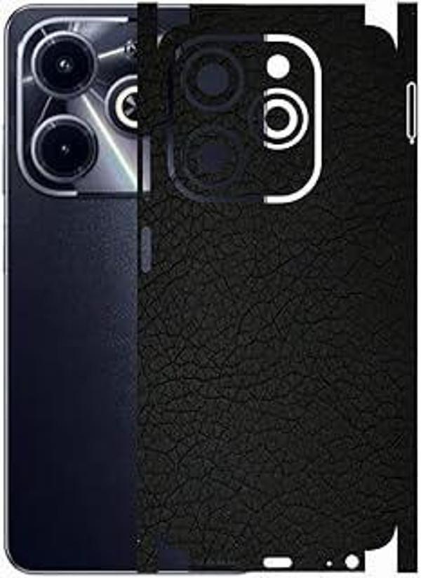 Infinix Hot 40i ile Uyumlu Deri Desenli Siyah Arka Kaplama - Image 1