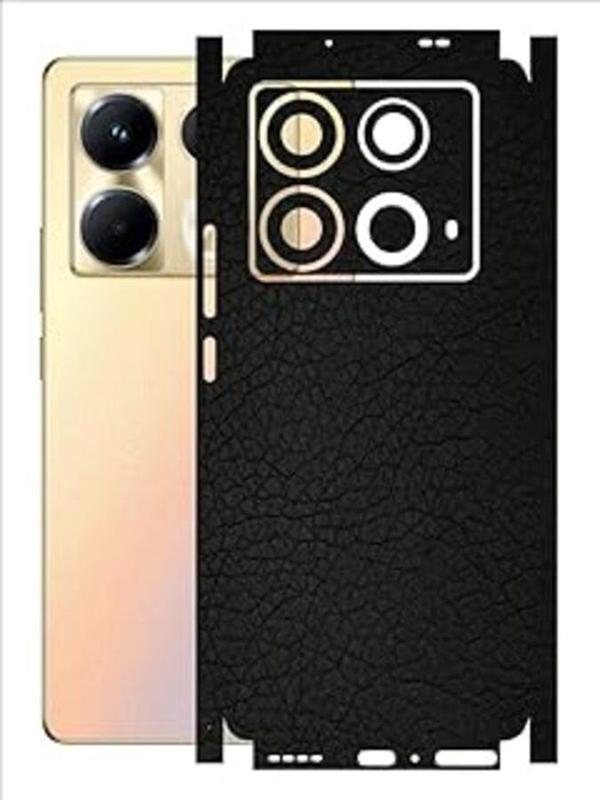 Infinix Note 40 ile Uyumlu Deri Desenli Siyah Arka Kaplama - Image 1