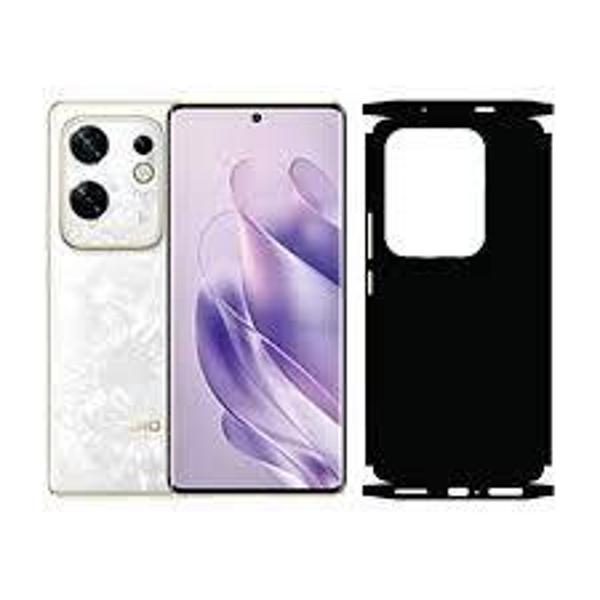 Infinix Zero 30 4G ile Uyumlu Deri Desenli Siyah Arka Kaplama - Image 1