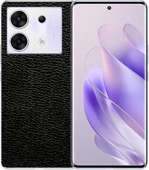 Infinix Zero 30 5G ile Uyumlu Deri Desenli Siyah Arka Kaplama - Image 1