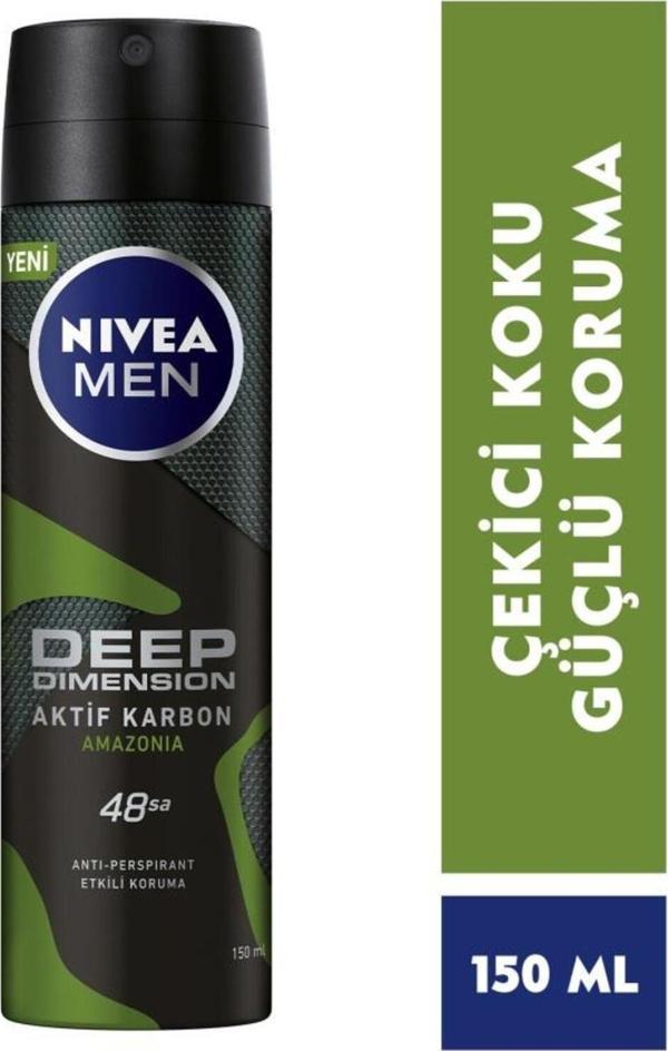 Men Erkek Sprey Deodorant Deep Dimension Amazonia 150ml, 48 Saat Anti-perspirant Ter Koruması - Image 1