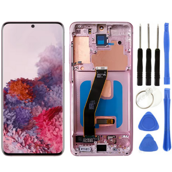 TE Samsung S20 G981 Uyumlu Çıtalı Lcd Ekran Servis Kırmızı  - Image 1