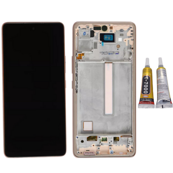 TE Samsung A53 5G A536F Uyumlu A Kalite Çıtalı Lcd Ekran Gold - Image 1