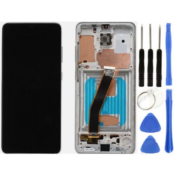 TE Samsung S20 G981 Uyumlu Çıtalı Lcd Ekran Servis Beyaz  - Image 1