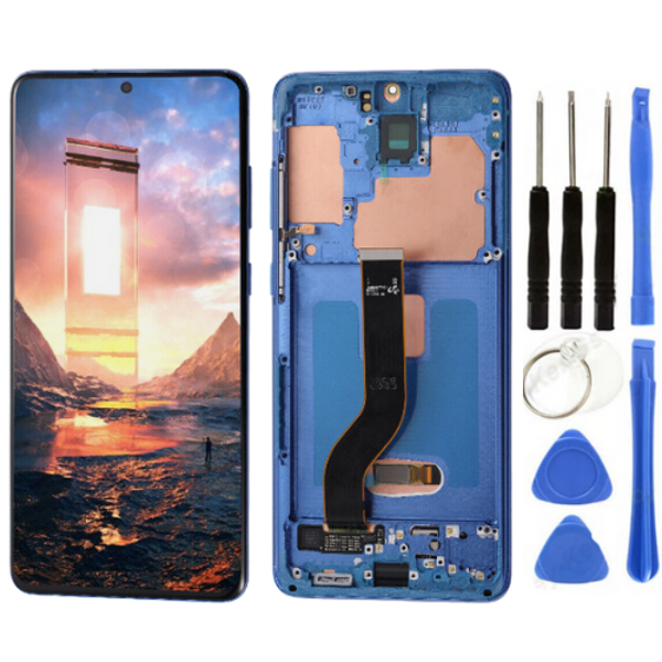 TE Samsung S20 Plus G985 Uyumlu Çıtalı Lcd Ekran Mavi +Tamir Seti - Image 1