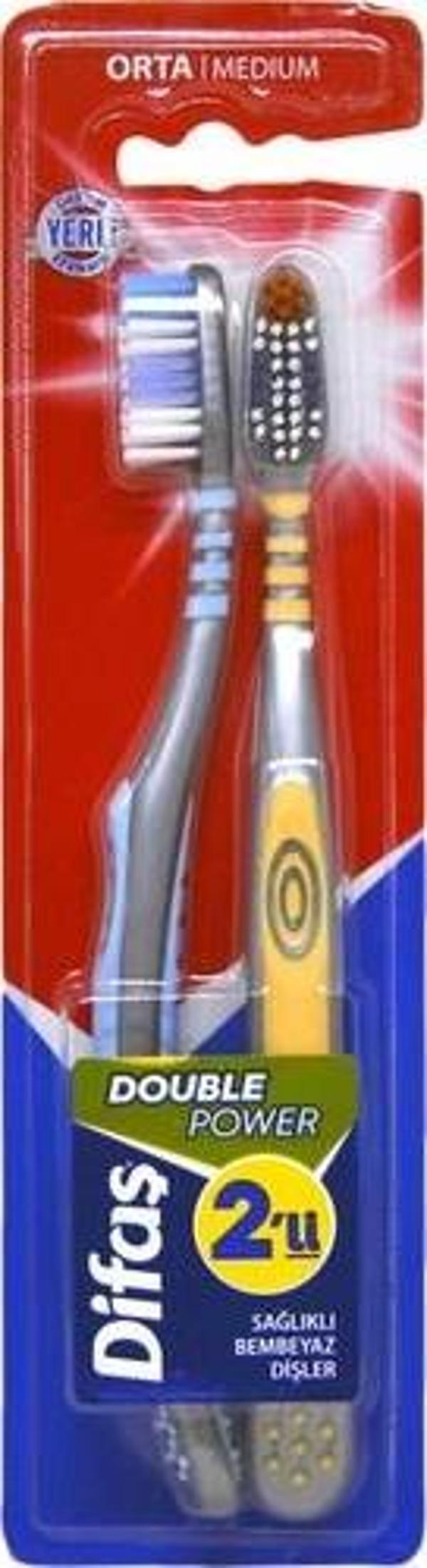 Difaş Orta Sert Double Power Diş Fırçası 2'Li - Image 1