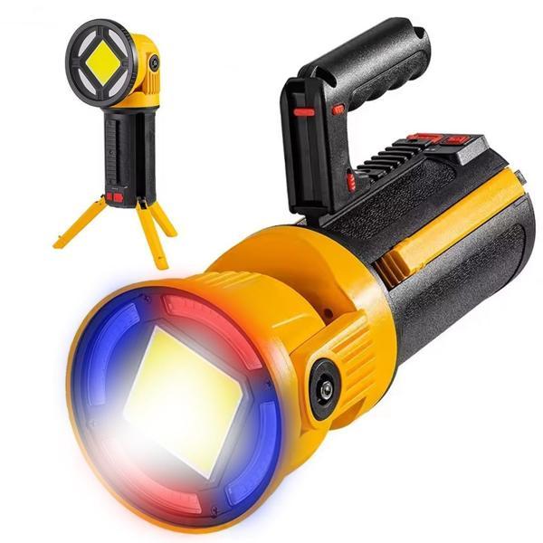 PowerMaster MX-W5164-3 Kırmızı Mavi Çakarlı COB Ledli Şarjlı Kamp El Feneri Işıldak - Image 1