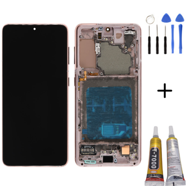 TE Samsung S21 G990 Uyumlu Çıtalı Lcd Ekran Servis Gold Montaj Kiti - Image 1