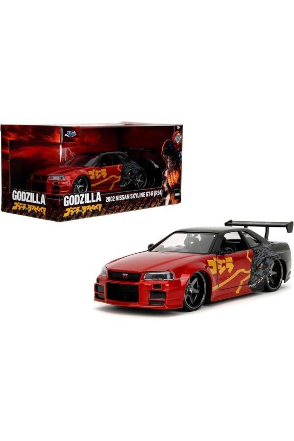 Jada 1/24 2002 Nissan Skyline Gt-R (R34) Rhd (Right Hand Drive) Red Metallic And Black Godzilla - Image 1