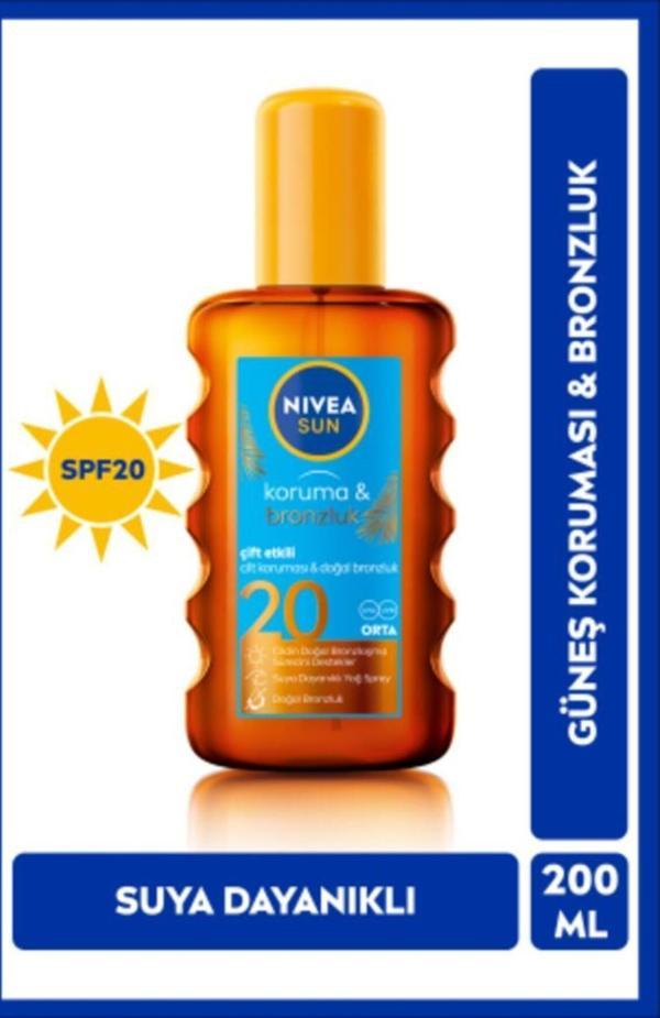 Nivea Sun Koruma ve Bronzluk 200 ml 20 Faktör Bronzlaştırıcı Yağ - Image 1