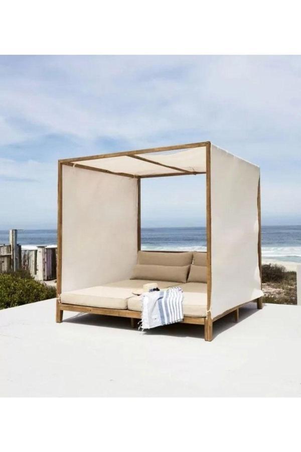 Berzbuğ Lüks Lima Ahşap Bahçe Yatağı 200Wx180Dx180H Şezlong - Image 1