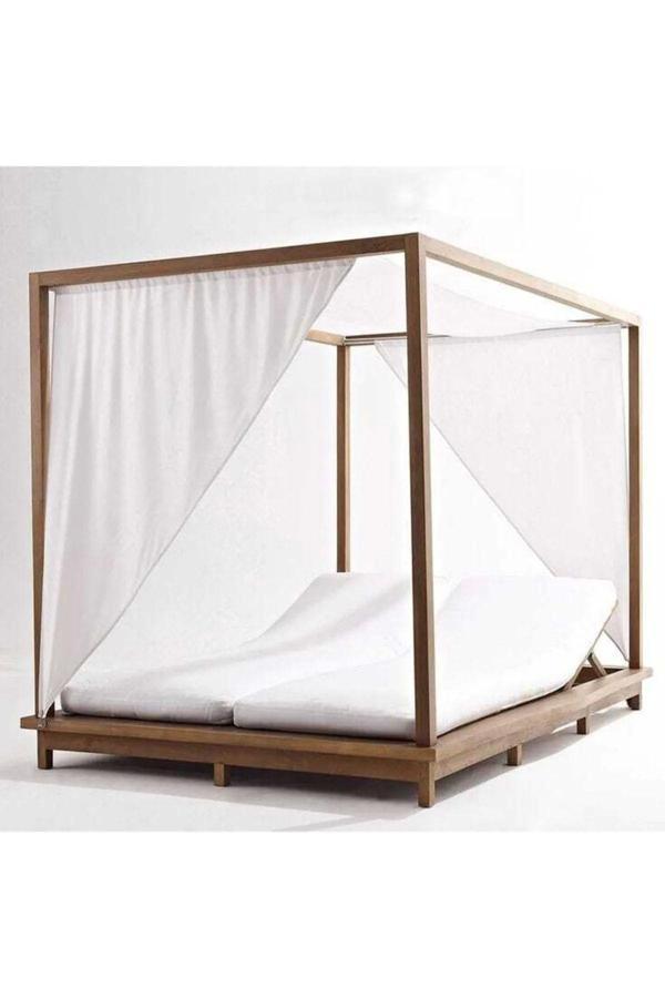 Berzbuğ Lüks Ahşap Bahçe Yatağı 180Wx200Dx180H Şezlong - Image 1