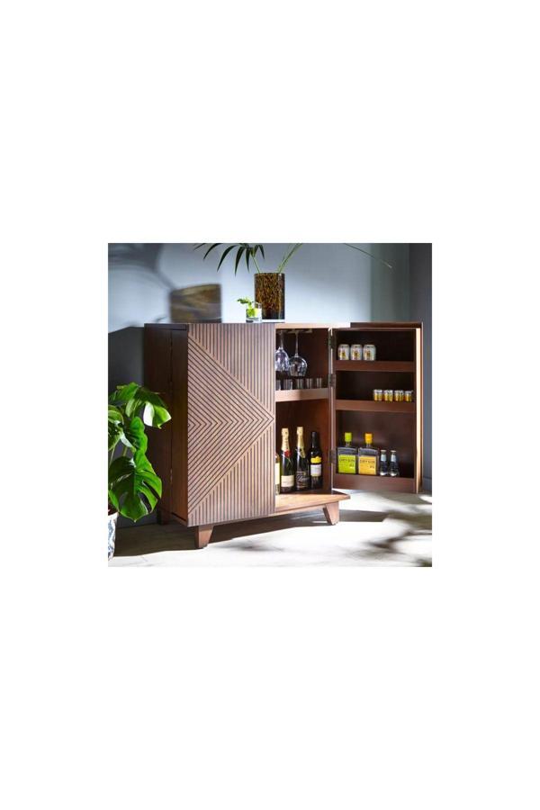 Berzbuğ Ahşap Bar Dolabı - Modern Ve Şık Tasarımlı, Bardak Ve İçecek Saklama Ünitesi - Image 1