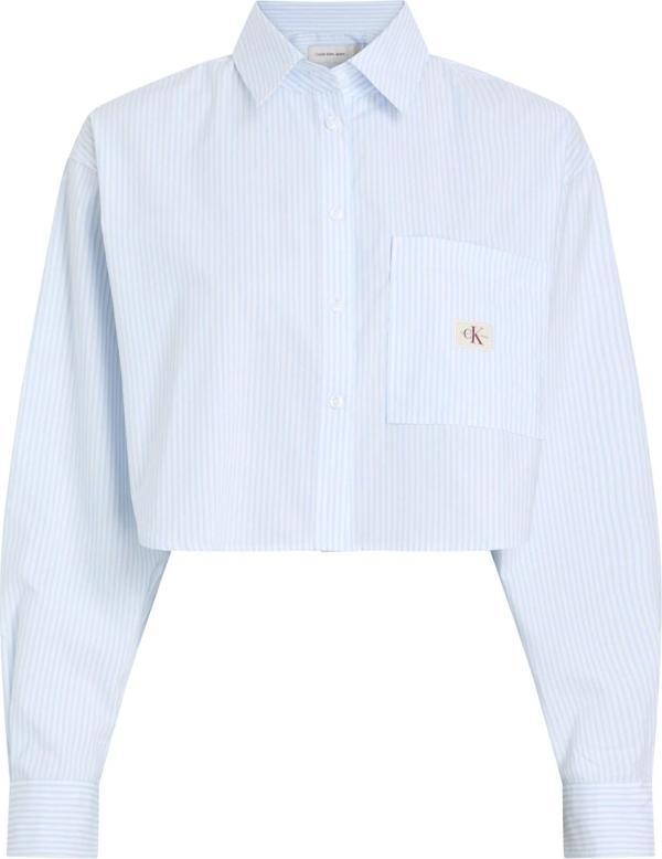 CK Jeans WOVEN LABEL CROPPED SHIRT Kadın  Gömlek J20J225078-0K6 - Image 1