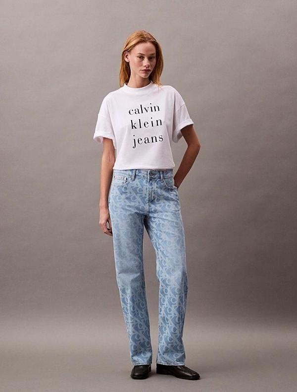 CK Jeans SIGNATURE 90s STRAIGHT AOP LT BI Kadın  Jeans LV047B007G-XHU - Image 1