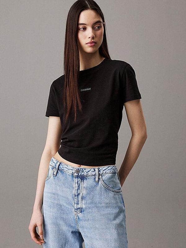 CK Jeans PLACED INSTITUTIONAL BABY TEE Kadın  T-shirt J20J225524-BEH - Image 1