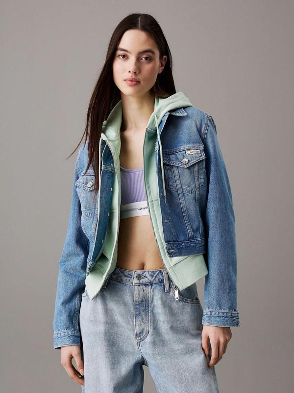 CK Jeans CROPPED 90'S DENIM TRUCKER Kadın  Ceket J20J225184-1AA - Image 1