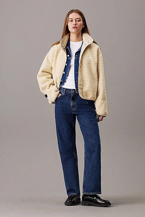 CK Jeans SHERPA OVERSHIRT Kadın BEJ Ceket J20J224928-ACX - Image 1