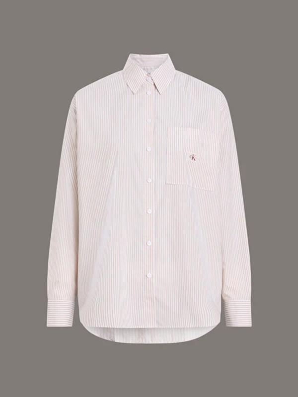CK Jeans WOVEN LABEL RELAXED SHIRT Kadın  Gömlek J20J224436-YAA - Image 1