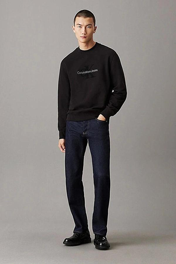 CK Jeans CHENILLE MONOLOGO CREW NECK Erkek SİYAH Sweatshirt J30J326144-BEH - Image 1