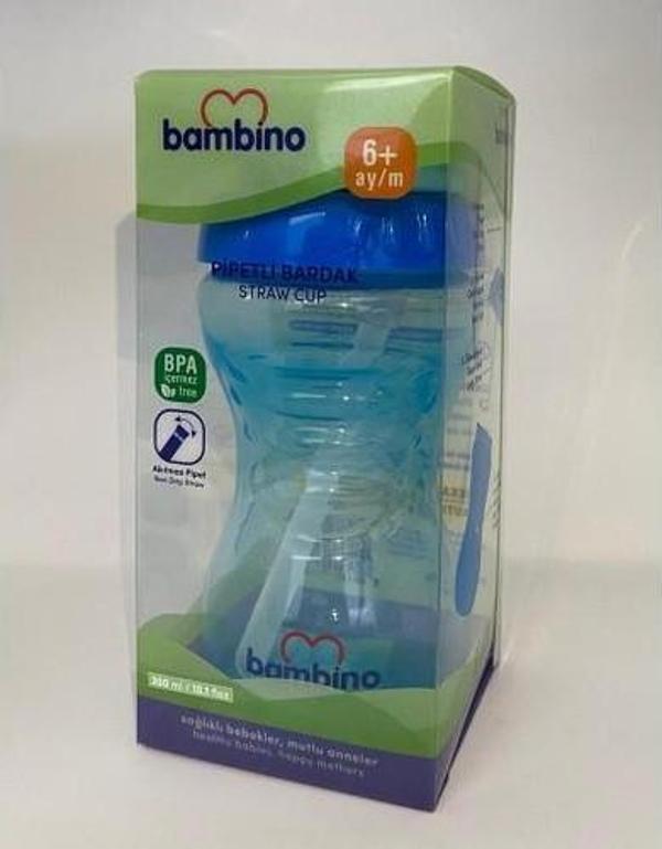 Bambino Pipetli Bardak Mavi 300 Ml - Image 1