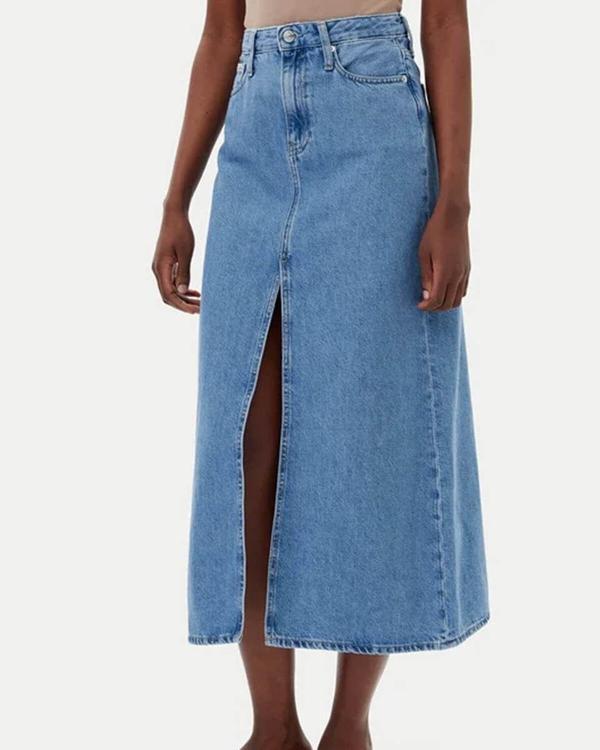 CK Jeans A-LINE MAXI DENIM SKIRT Kadın  Etek J20J225192-1AA - Image 1