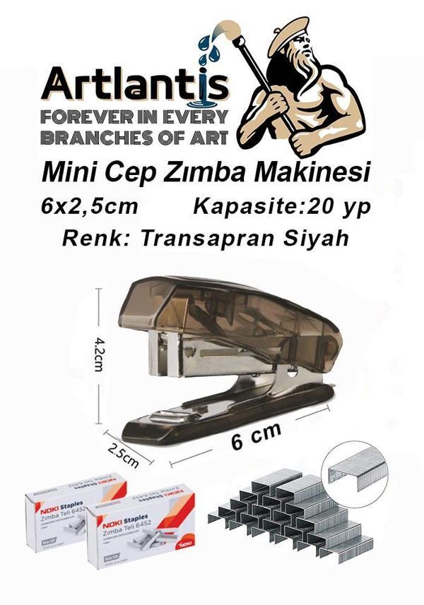 Mini Cep Zımba Makinesi 24/6 Siyah Std S3T 1 Adet Noki 24/6 Zımba Teli 2 Paket Öğrenci Okul Büro - Image 1