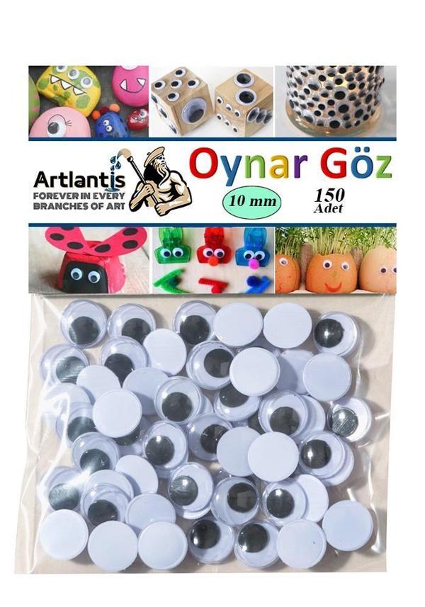 Oynar Göz Siyah 10 mm 150 li 1 Paket Oynayan Göz 10mm Hobi Tasarım Anasınıfı Kreş Etkinlik Elişi - Image 1
