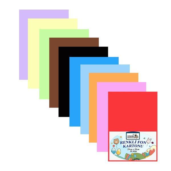 Fon Kartonu 10 Lu 25x35 Cm 1 Paket Arlantis 10 Renk Fon Kartonu 25*35 1 Paket - Image 1