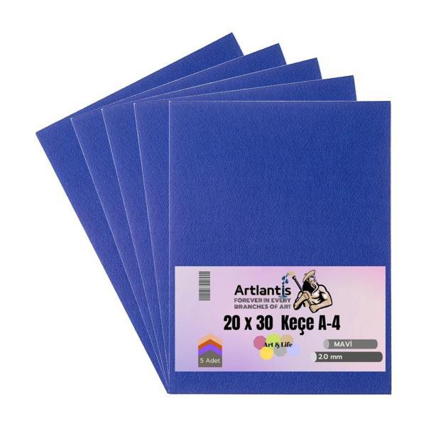 Mavi Keçe A4 2 mm 20x30 cm 5 li 1 Paket Okul Kreş Etkinlik - Image 1